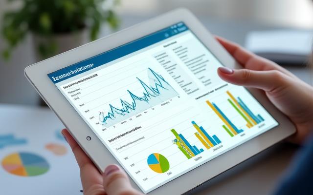 Modernes KPI-Dashboard mit übersichtlichen Diagrammen und Kennzahlen auf einem Tablet